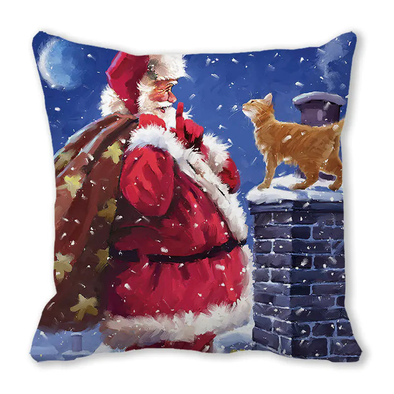 Merry Christmas Peach Skin Fabric Sofa Cushion Pillow