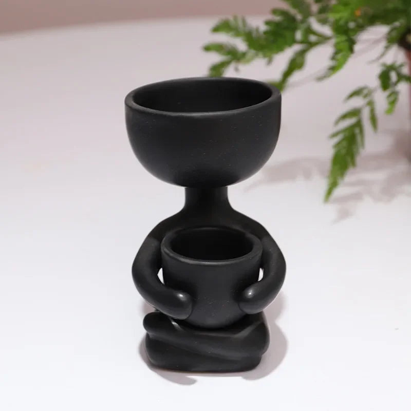 Ceramic Figurine Vase, Home Decor Planter Piece