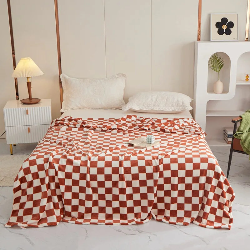 Blue & White Plaid Flannel Blanket