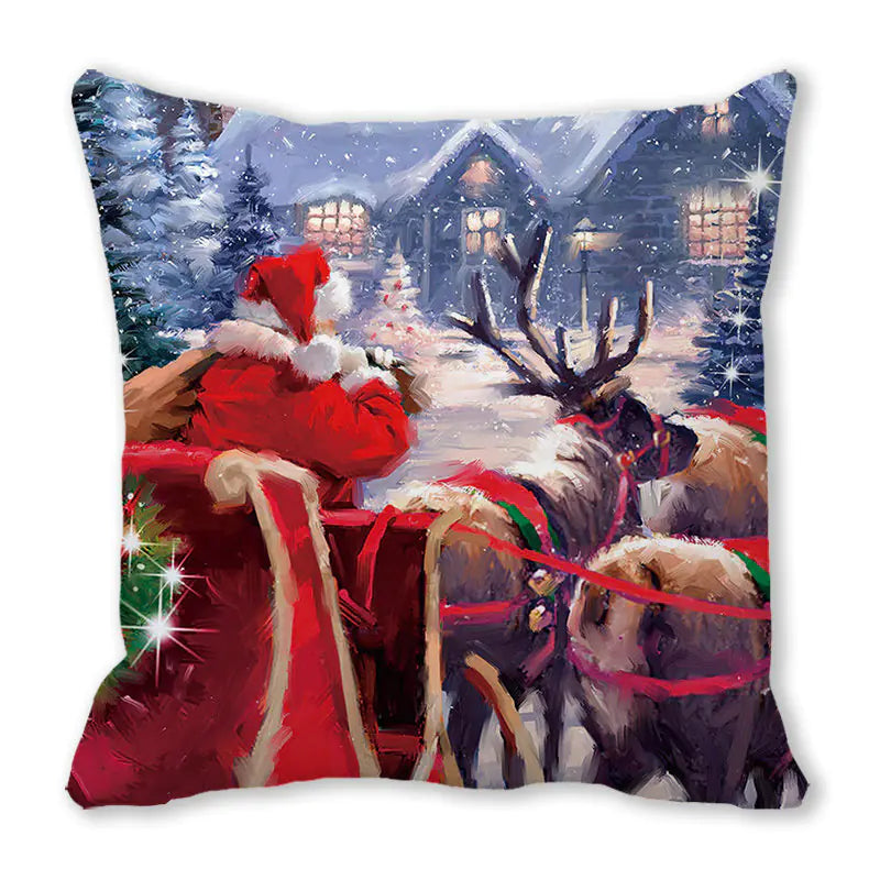 Merry Christmas Peach Skin Fabric Sofa Cushion Pillow