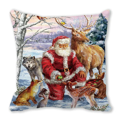 Merry Christmas Peach Skin Fabric Sofa Cushion Pillow