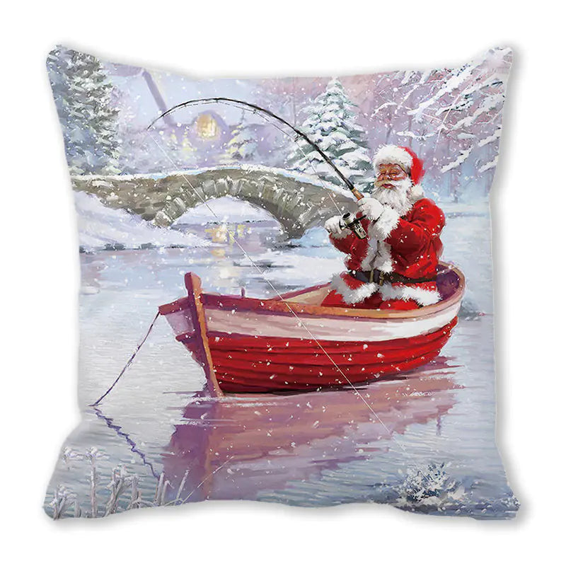 Merry Christmas Peach Skin Fabric Sofa Cushion Pillow