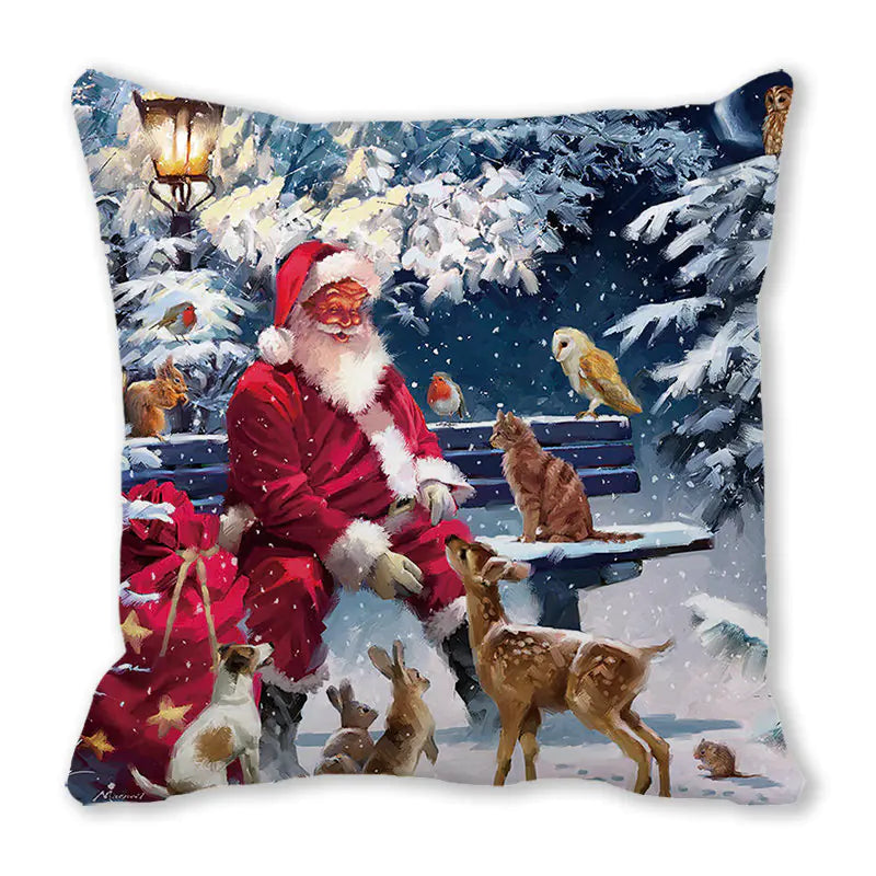 Merry Christmas Peach Skin Fabric Sofa Cushion Pillow