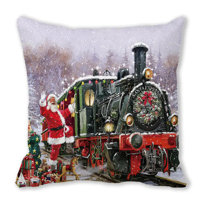 Merry Christmas Peach Skin Fabric Sofa Cushion Pillow