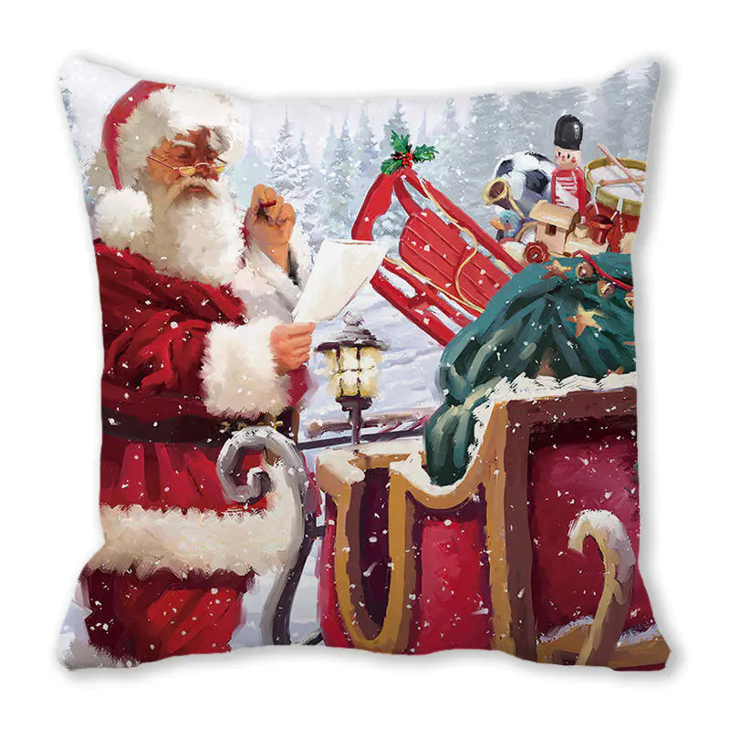Merry Christmas Peach Skin Fabric Sofa Cushion Pillow