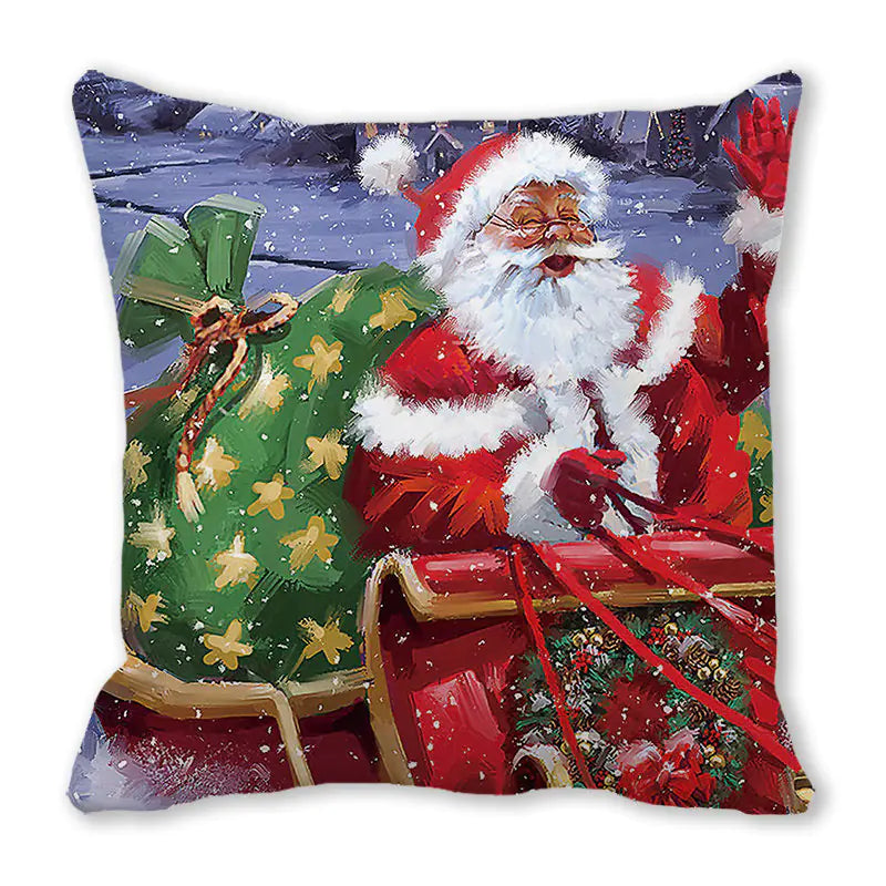 Merry Christmas Peach Skin Fabric Sofa Cushion Pillow