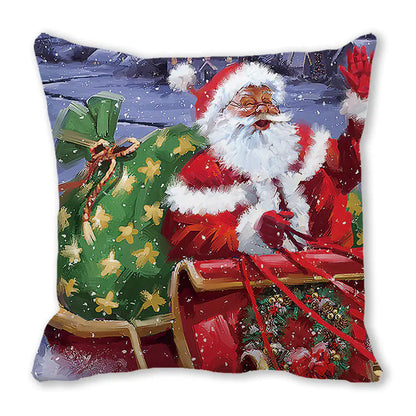 Merry Christmas Peach Skin Fabric Sofa Cushion Pillow