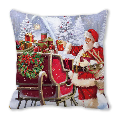 Merry Christmas Peach Skin Fabric Sofa Cushion Pillow