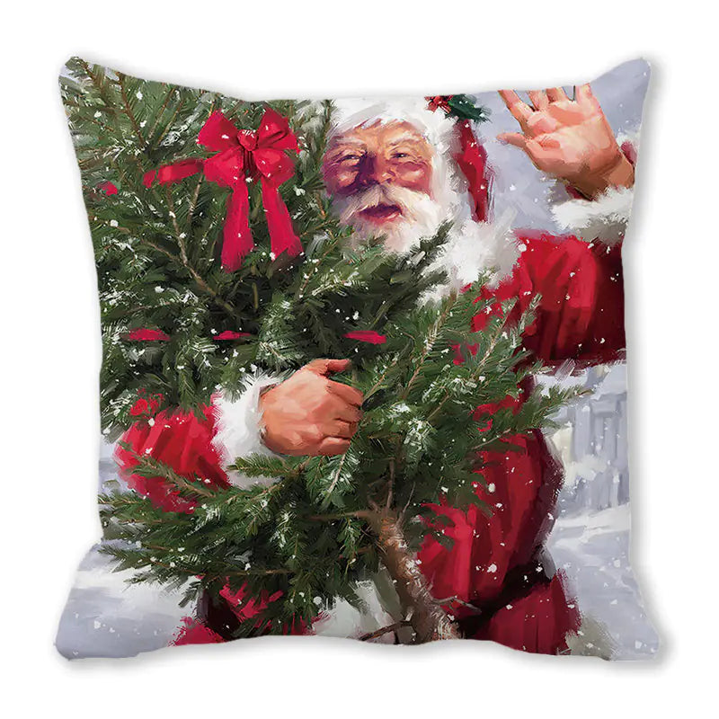Merry Christmas Peach Skin Fabric Sofa Cushion Pillow