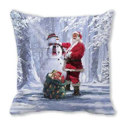 Merry Christmas Peach Skin Fabric Sofa Cushion Pillow