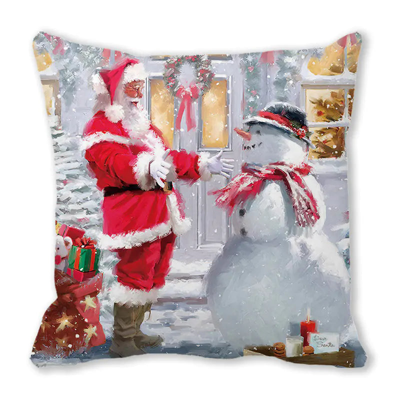 Merry Christmas Peach Skin Fabric Sofa Cushion Pillow