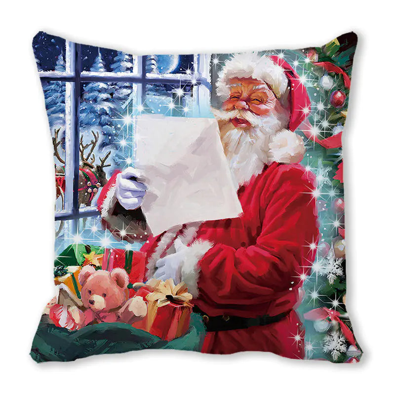 Merry Christmas Peach Skin Fabric Sofa Cushion Pillow
