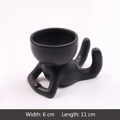 Ceramic Figurine Vase, Home Decor Planter Piece