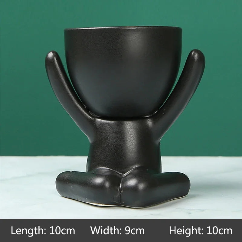 Ceramic Figurine Vase, Home Decor Planter Piece