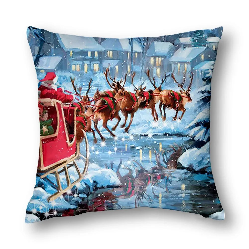 Merry Christmas Peach Skin Fabric Sofa Cushion Pillow