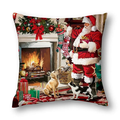 Merry Christmas Peach Skin Fabric Sofa Cushion Pillow
