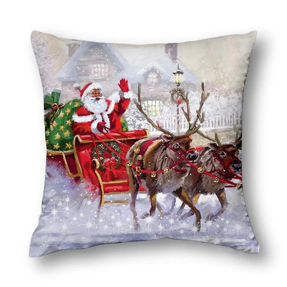 Merry Christmas Peach Skin Fabric Sofa Cushion Pillow
