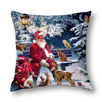 Merry Christmas Peach Skin Fabric Sofa Cushion Pillow