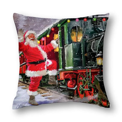 Merry Christmas Peach Skin Fabric Sofa Cushion Pillow