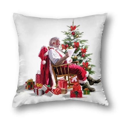 Merry Christmas Peach Skin Fabric Sofa Cushion Pillow