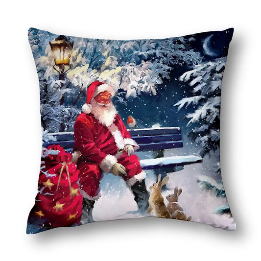 Merry Christmas Peach Skin Fabric Sofa Cushion Pillow