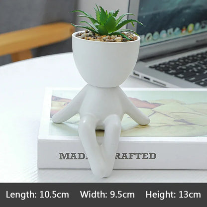 Ceramic Figurine Vase, Home Decor Planter Piece