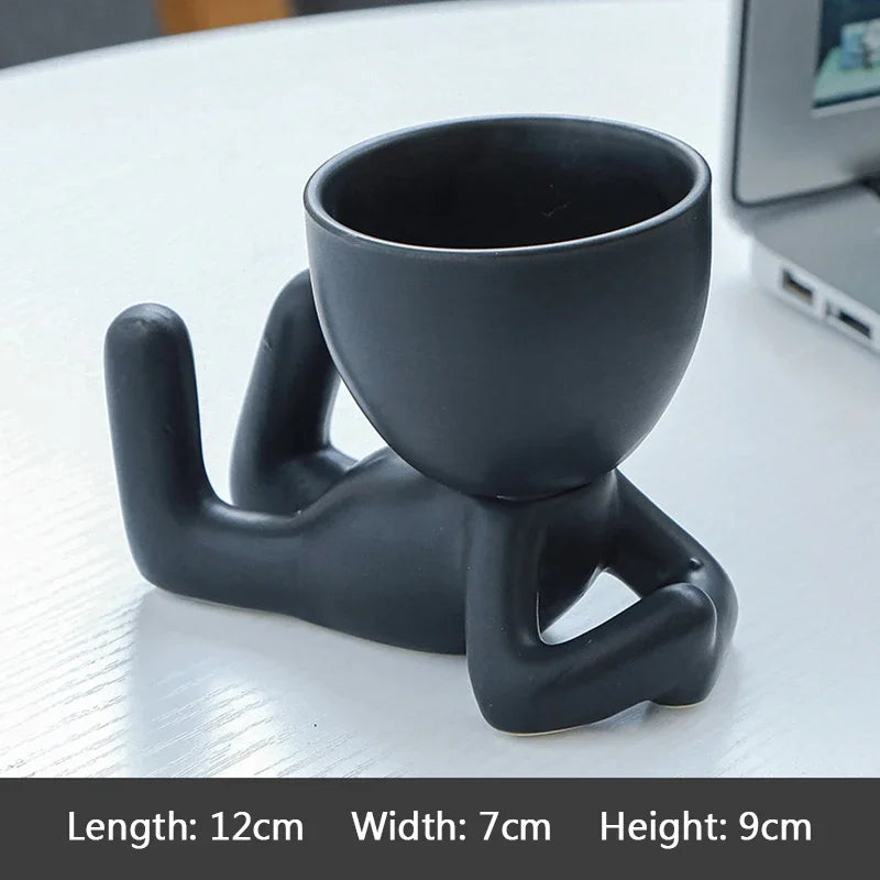 Ceramic Figurine Vase, Home Decor Planter Piece