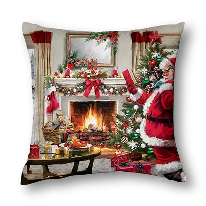 Merry Christmas Peach Skin Fabric Sofa Cushion Pillow