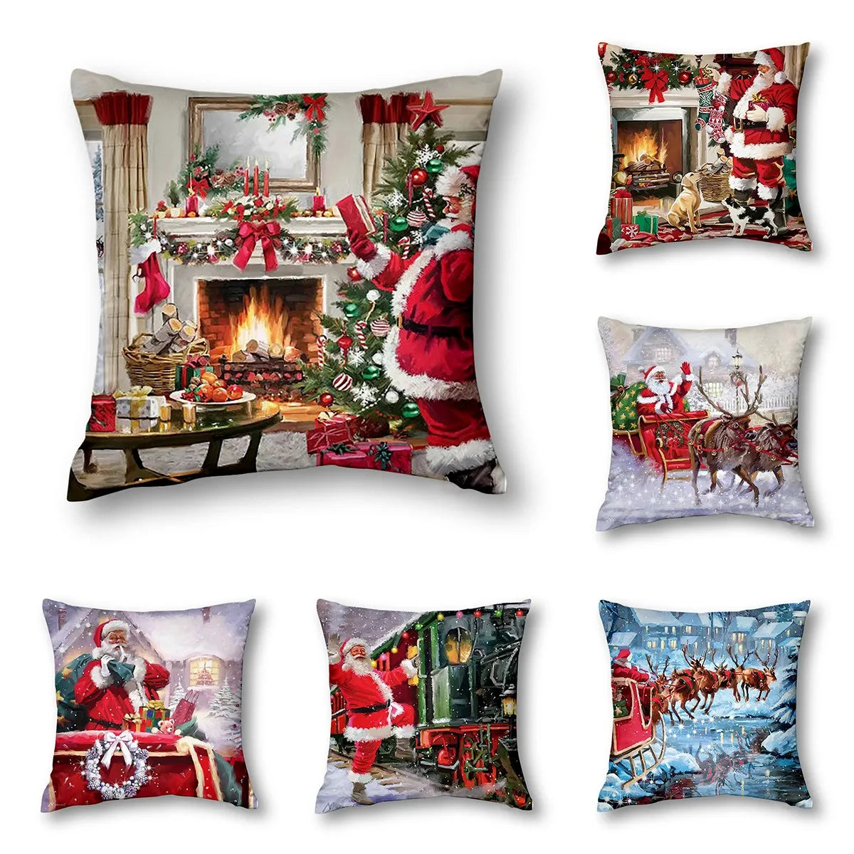 Merry Christmas Peach Skin Fabric Sofa Cushion Pillow