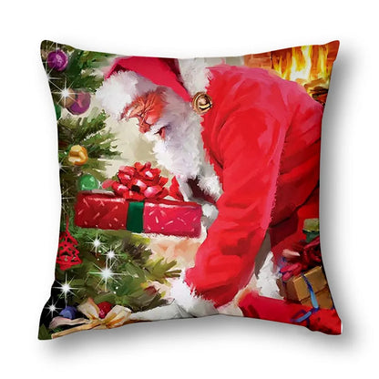 Merry Christmas Peach Skin Fabric Sofa Cushion Pillow
