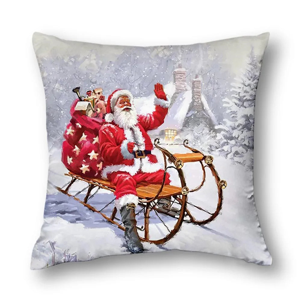 Merry Christmas Peach Skin Fabric Sofa Cushion Pillow