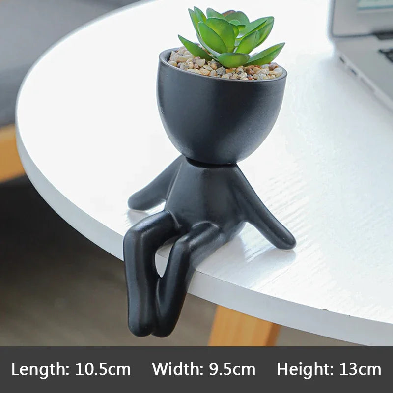 Ceramic Figurine Vase, Home Decor Planter Piece