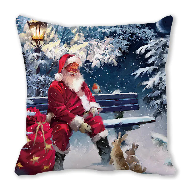 Merry Christmas Peach Skin Fabric Sofa Cushion Pillow