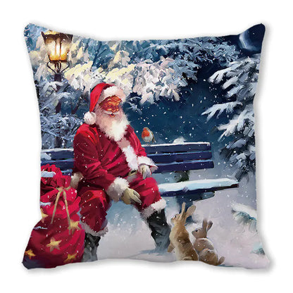 Merry Christmas Peach Skin Fabric Sofa Cushion Pillow