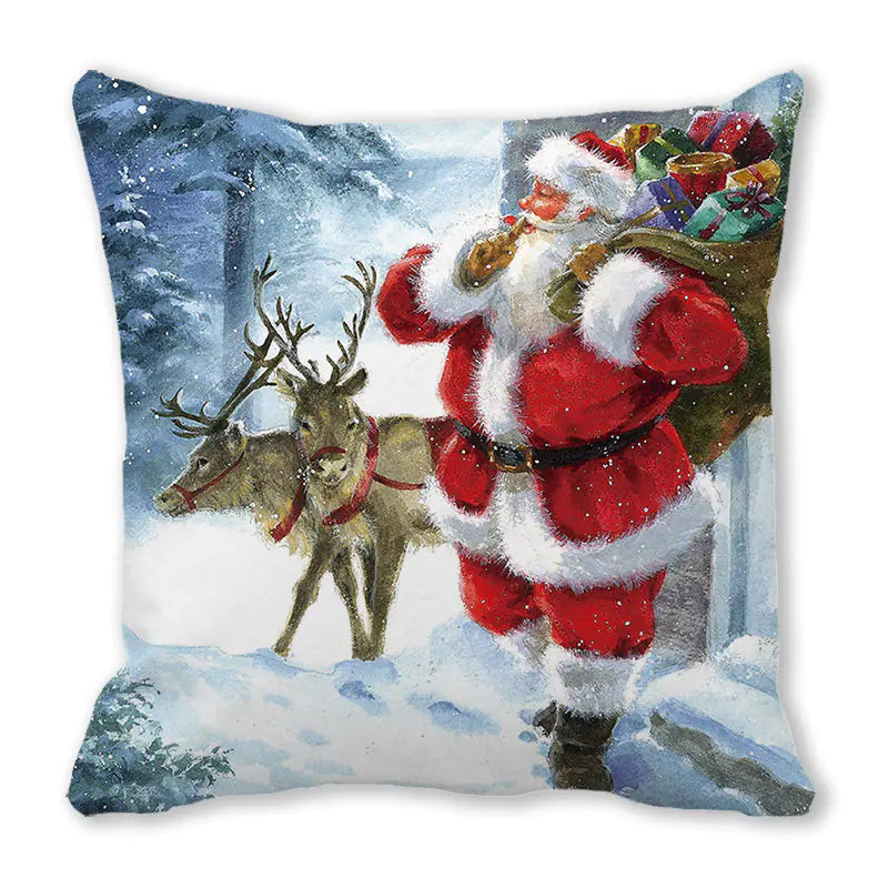 Merry Christmas Peach Skin Fabric Sofa Cushion Pillow