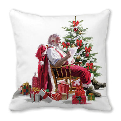 Merry Christmas Peach Skin Fabric Sofa Cushion Pillow