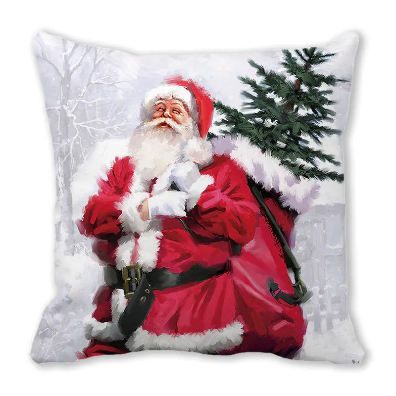 Merry Christmas Peach Skin Fabric Sofa Cushion Pillow