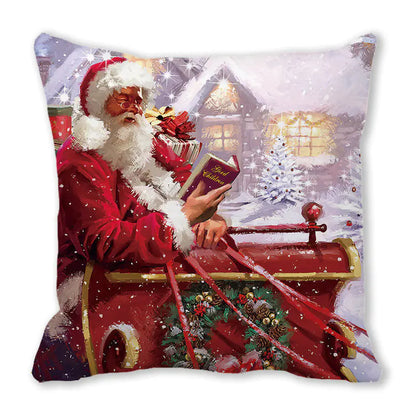 Merry Christmas Peach Skin Fabric Sofa Cushion Pillow