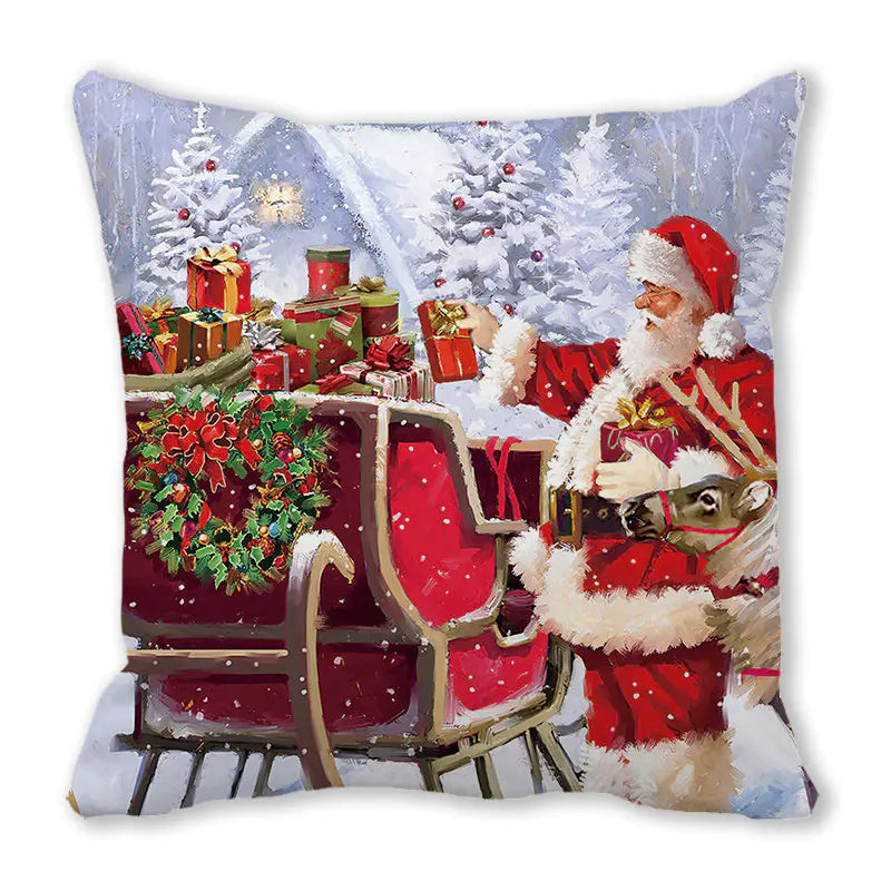 Merry Christmas Peach Skin Fabric Sofa Cushion Pillow