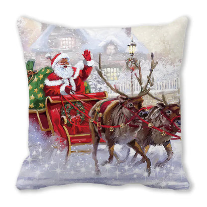 Merry Christmas Peach Skin Fabric Sofa Cushion Pillow