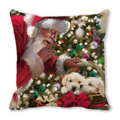 Merry Christmas Peach Skin Fabric Sofa Cushion Pillow