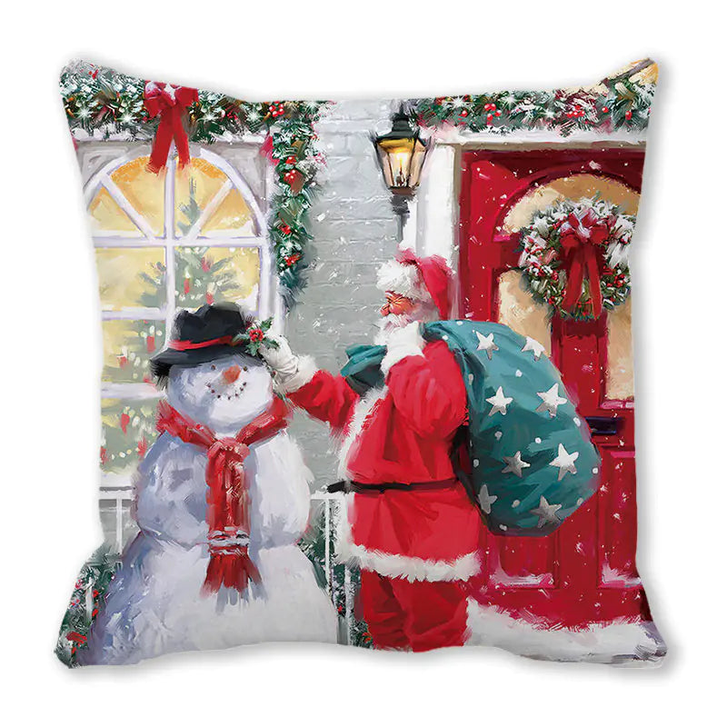 Merry Christmas Peach Skin Fabric Sofa Cushion Pillow