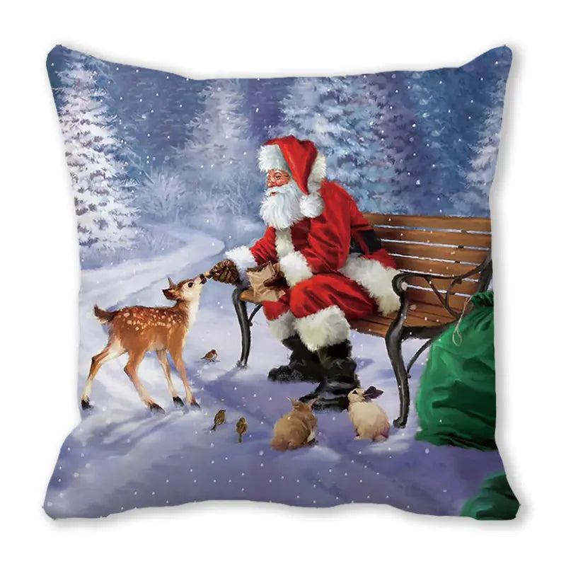 Merry Christmas Peach Skin Fabric Sofa Cushion Pillow