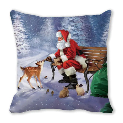 Merry Christmas Peach Skin Fabric Sofa Cushion Pillow