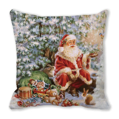 Merry Christmas Peach Skin Fabric Sofa Cushion Pillow