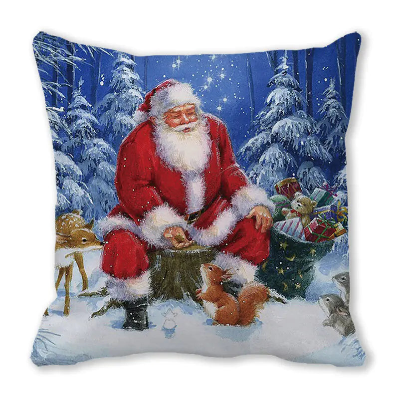 Merry Christmas Peach Skin Fabric Sofa Cushion Pillow