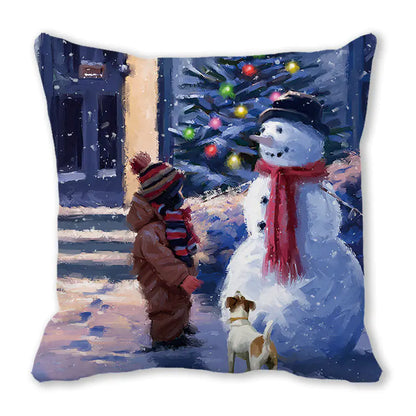 Merry Christmas Peach Skin Fabric Sofa Cushion Pillow