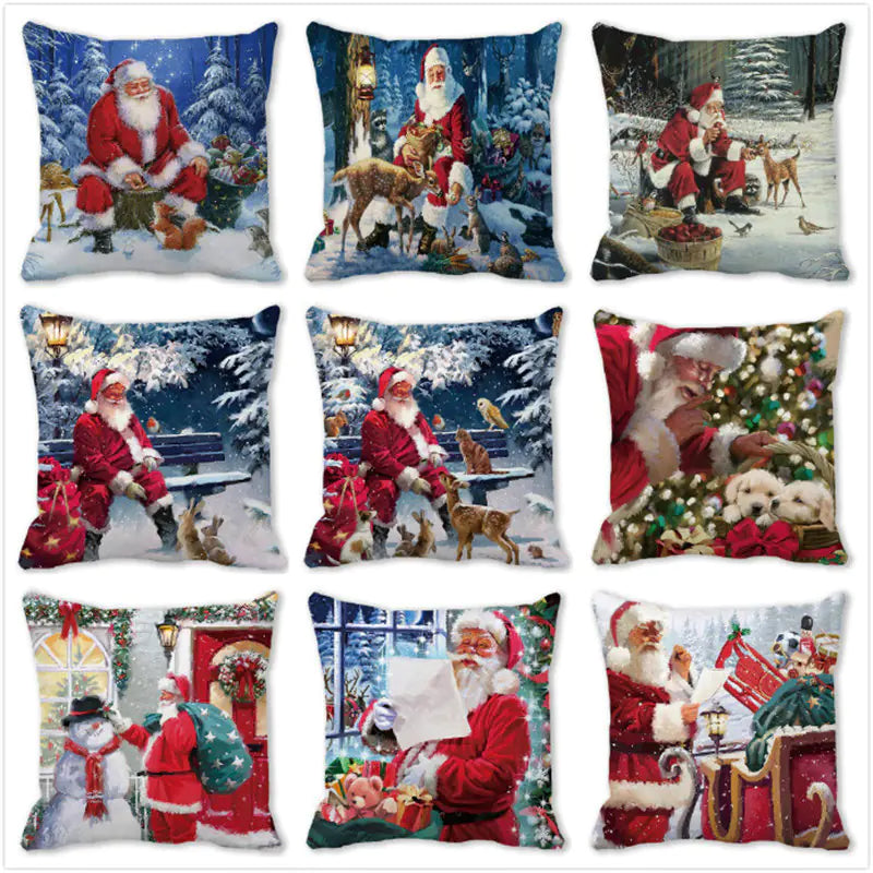 Merry Christmas Peach Skin Fabric Sofa Cushion Pillow
