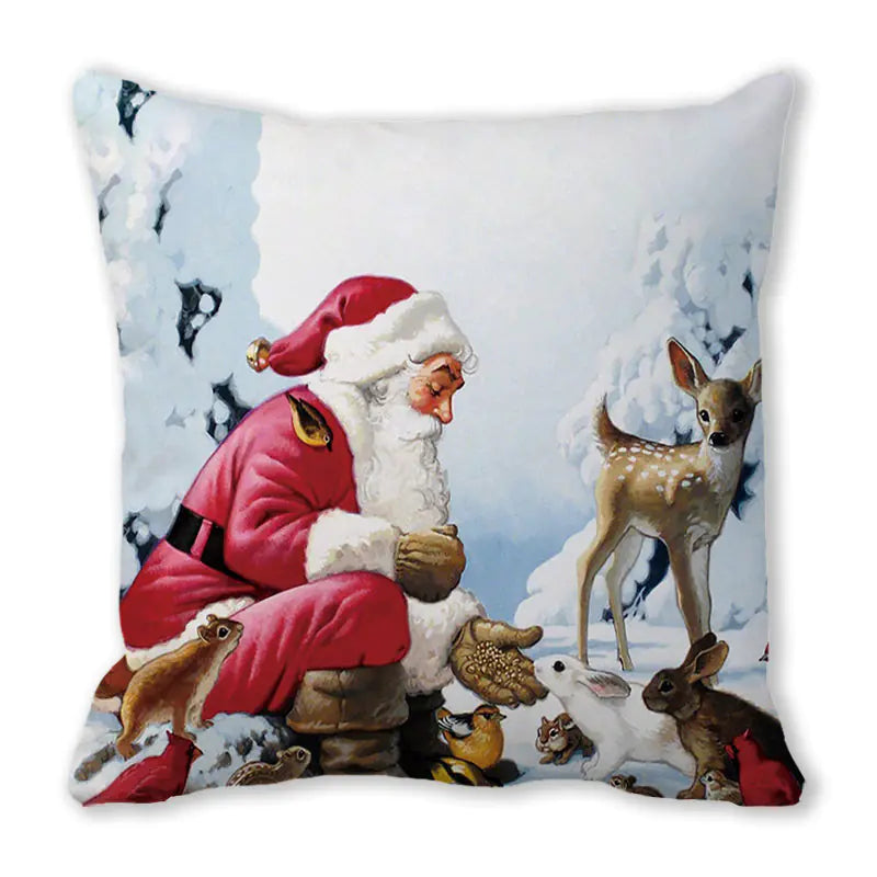 Merry Christmas Peach Skin Fabric Sofa Cushion Pillow