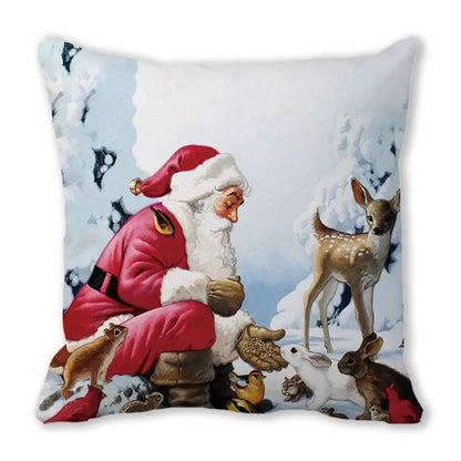 Merry Christmas Peach Skin Fabric Sofa Cushion Pillow